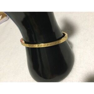 Laminated Gold‎ Tone Bangle Bracelet Greek Key Design Women's Fashion Jewelry